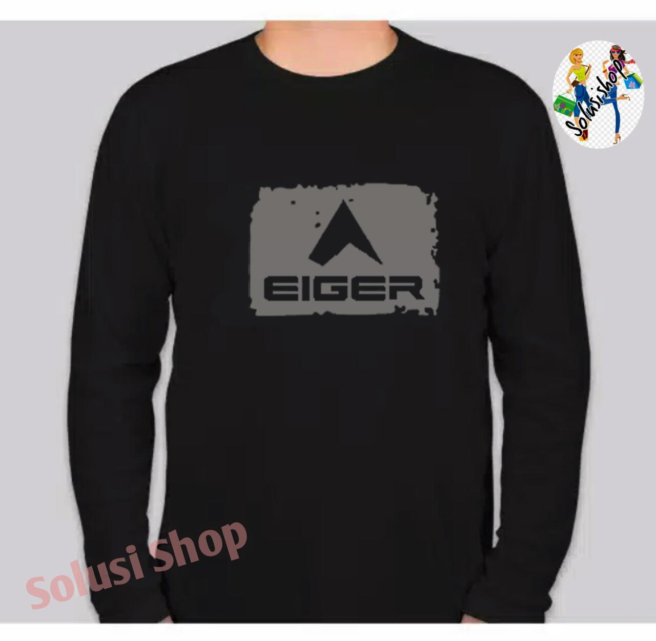 Baju Kaos Lengan Panjang EIGER Keren Blok Silver Distro Premium