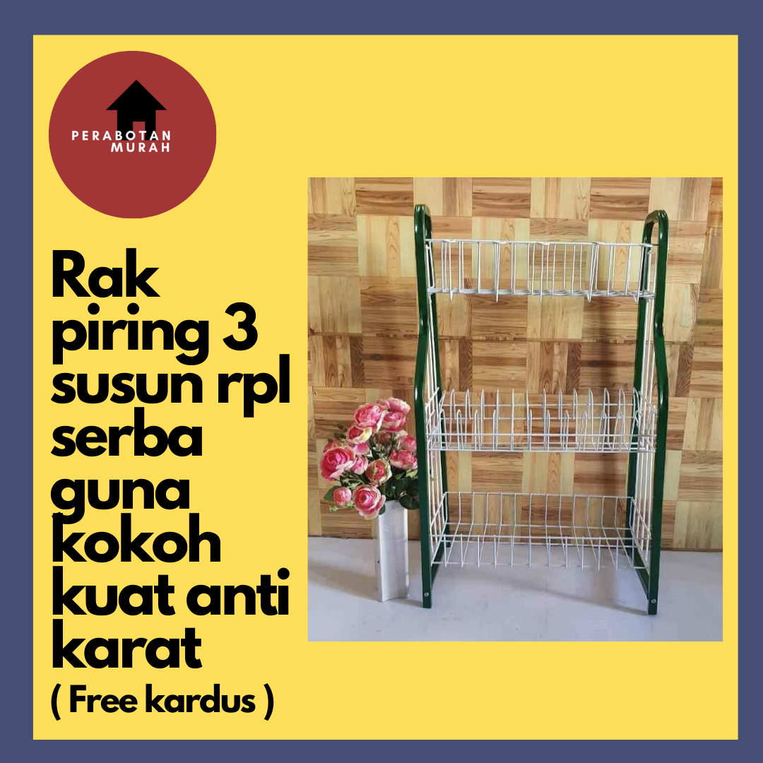 rak piring murah 3 susun rpl hijau free kardus | Lazada Indonesia
