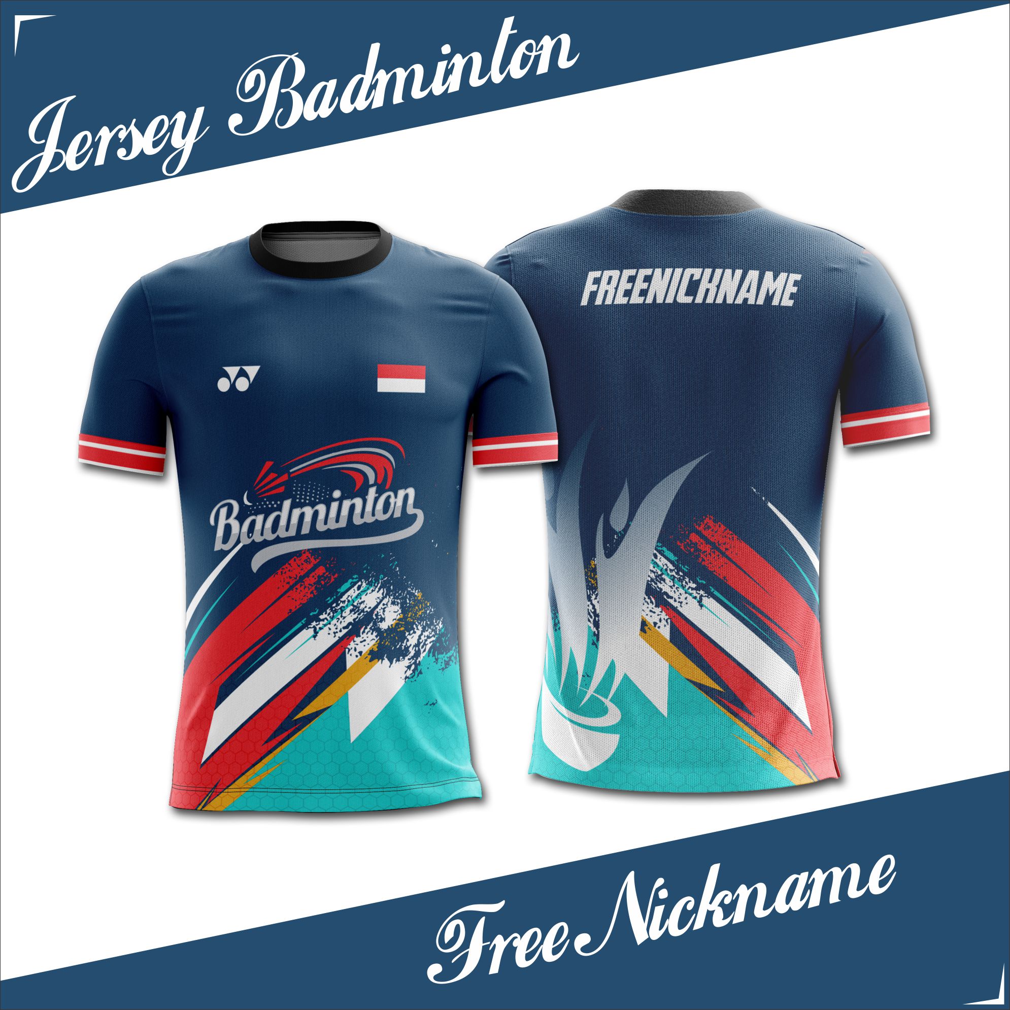 KAOS JERSEY BADMINTON/BULU TANGKIS DESAIN BEBAS FREE NICKNAME FREE