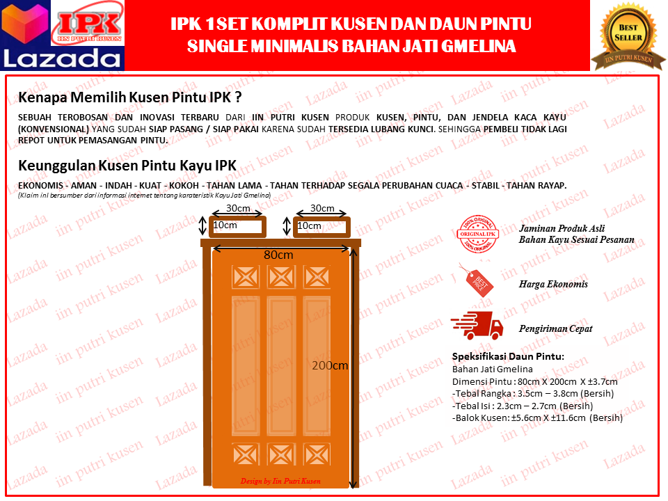 Ipk Set Kusen Dan Pintu Kayu Panel Minimalis Bahan Jati Gmelina Murah Lazada Indonesia