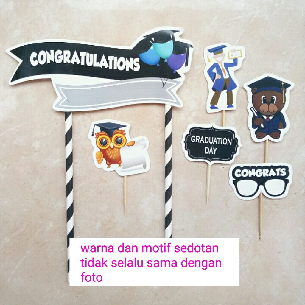 topper toper hiasan tusukan kue cake nasi tumpeng buket bouquet congrat