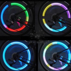 1 Pair Lampu LED Roda Sepeda Bersepeda Neon Roda Spoke Katup Tutup Alarm Lampu-Internasional