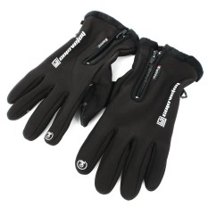 1 Pair Waterproof Motor Touch Screen Sarung Tangan Tahan Angin Mode Bersepeda Di Luar Ruangan Penuh Jari Sarung Tangan Tetap Hangat Sarung Tangan Hitam M- INTL
