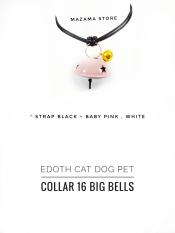 1 Pcs EDOTH Cat Dog Pet Collar 16 Big Bells Baby Pink & White Bells Colors / Kalung Kucing / Kalung Anjing / Aksesoris Kucing Anjing / Aksesoris Hewan / Kucing / Anjing / Tali Leher / Pet Accessories / Dog Cat Collar