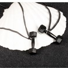 1 Buah 11mm X 35mm Kreatif Fashion Eropa Olahraga And Kebugaran Pria Indonesia Ngumpul Di Sini Perhiasan Kalung Baja Titanium Halter Barbel Kalung Liontin-hitam (hitam) -Internasional
