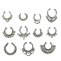 Set 1 Adapula Palsu Sekat Hitung Anting Hidung Bebas Menusuk Klip Di Gantungan Perhiasan Perak