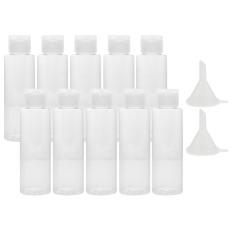 10 Pcs 100 Ml Plastik Bening Udara Flight Perjalanan Bottles Set Losion Shampo Gel Mandi Container dengan 2 Corong Kecil untuk Penerbangan Bandara Liburan-Internasional
