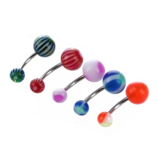 100 Mix Aneka Ball Belly Navel Barbell Bar Cincin Body Piercing-Intl