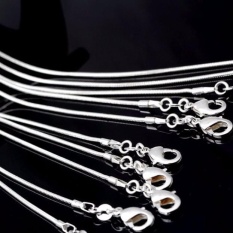 10 PC Hot Mens Womens Jual Perhiasan Perak Kalung Rantai Ular 24 Inch-Intl