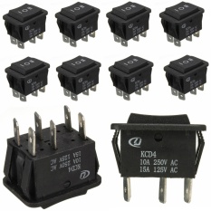 10 Pcs 6Pin Auto On/Off/Pada Jendela Rocker Switch AC 250 V/10A 125 V /15A-Intl