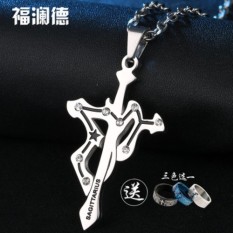 1212 Horoskop Salib Pria Pecinta Sehat Loadstone Baja Titanium Kalung Domba Putih Sapi Emas Gemini V- internasional