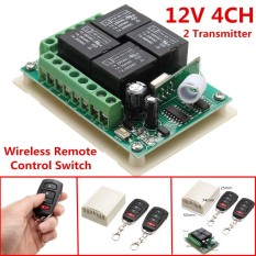 12 V 4CH Channel Relay RF Wireless Remote Control Switch 2 Transmitter + Receiver-Intl