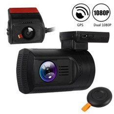 1.5”Mini Dash Cam GPS Dual Full HD 1080P 30fps Front and Rear Dash Cam Capacitor Car DVR Recorder with 275 Degree Wide Angle,Night Vision,Motion Detection,WDR,Wireless Remote,Up To 128GB - intl