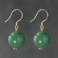 16 Mm/14 K Alami Tanglin Batu Giok Lapisan Emas Anting