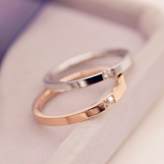 Model baru Gaya Korea minimalis Elegan bertatah berlian Permukaan Halus 18 K mawar cincin emas jari