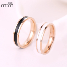 18 K Korea Modis Gaya Hitam atau Putih Perempuan Cincin Kelingking Emas Mawar