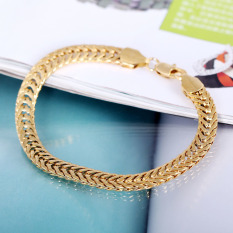 18 Karat Berlapis Emas Tebal Warna Solid Gelang Rantai Pria