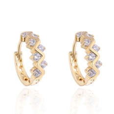 18 K Emas Asli Platinum Plating Halus Zircon Earrings-Intl