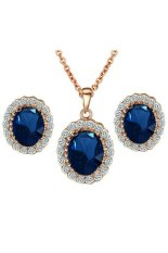 18 K Berlapis Emas Putih Cat Minyak Bunga Kalung dan Anting-Anting dan PC Set Cincin Wanita Perhiasan