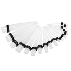 18 Pcs Alat Pengukur Glow In Dark Clear Akrilik Lancip Telinga Plugs Tunnel Expander Putih-Intl