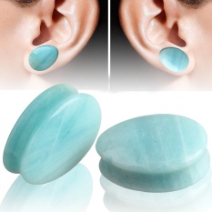 1 Pair Terbaru Teardrop Organik Batu Alam Flesh Tunnels Ear Gauge Plug Pear Shape Beberapa Warna-Hitam UKURAN 22 MM-Intl