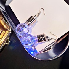 1Pair Personality Women Bulb Earrings Ladies Girls LED Colorful Flashing Dangle Earring Dance Party Supplies - intl