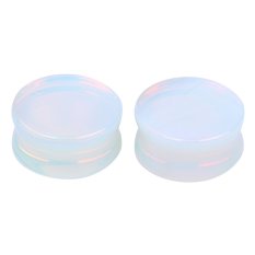 1 Pair Round Telinga Plug Telinga Gauge Expander Flesh Tunnel Stretcher Body Jewelry 22mm Opal Putih-Intl
