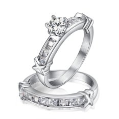 1 PC (TIDAK 1 Pair) Top Berlian Imitasi Berkualitas Diamond Beberapa Stainless Steel Kawin Cincin Pertunangan (Hitam untuk Pria Emas untuk Wanita) -Intl