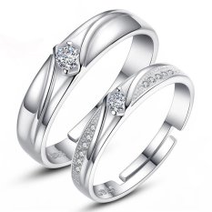 2 Adjustable Baru Cincin Pasangan Jewellry 925 Perak Pecinta Cincin E018-Intl