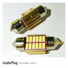 2 Biji Lampu Led Mobil kabin Plafon 31 mm 12 Titik 4014 Golden Heatsink Festoon C5W Arsystore ARSY - Putih