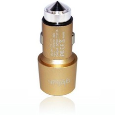 2 Dalam 1 Ganda Usb Adaptor Pengisi Daya Mobil Cepat (Premium Anti Karat) with Rusak Jendela Escape Emergency Keamanan Palu Fungsi untuk iPhone 6 6 S Ipad Udara Mini Samsung Galaksi S7 And perangkat Lain Emas-Internasional