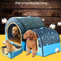 2 In 1 Rumah PET And Sofa, Mesin Dicuci Non-slip Lipat Lembut Hangat PET Nest Cave Bed House With Detachable Kasur-Internasional