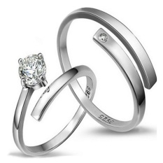 2 Pcs Disesuaikan Cincin Pasangan Cincin Jewellry 925 Perak Adjustable Pecinta Cincin E012-Intl