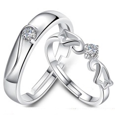 2 Pcs Disesuaikan Cincin Pasangan Cincin Jewellry 925 Perak Pecinta Cincin E005-Intl