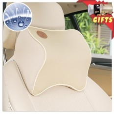 2 PCS Car Leather Neck Pillow Super Soft space Memory Foam Auto Seat Cover Head Neck Rest Cushion Headrest Pillow car styling - intl