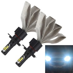 2 Pcs S7 H4 40 W 3200 LM 6000 K IP68 Lampu Depan Mobil dengan 2 Lampu Tongkol dan Disipasi Panas Kabel DC 9-30 V (Putih)-Intl