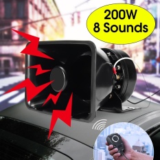 200 W 8 Suara Keras Mobil Alarm Peringatan Polisi Bel Sirene Speaker PA MIC System-Intl