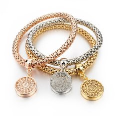 2016 Baru Fashion Gelang Bangles Perhiasan Rantai Perak Emas Gelang Bulat Berongga Charm Gelang untuk Wanita (Round) -Intl