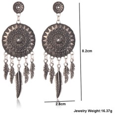 2017 Berongga Penangkap Mimpi Keluar Vintage Daun Bulu Menjuntai Anting-anting untuk Wanita, China Bohemia Gaya Anting-anting India Perhiasan-Intl