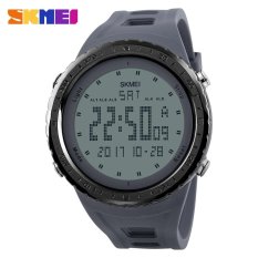 2017 Busana Pria Olahraga Watches Countdown Chrono Double Time EL Lampu Digital Jam Tangan 50 M Tahan Air SKMEI Watch 1246 -abu-abu-Intl