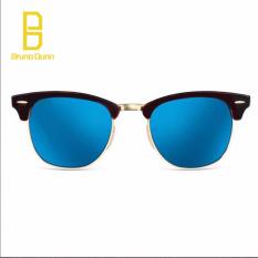 2017 Mode Terkini Kacamata Hitam Terpolarisasi Perempuan Club Frame Merek Desain Retro Kacamata Hitam Kacamata Pria Ray 3016 (Hitam Frame Lensa Biru)-Intl