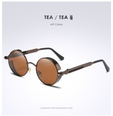 2017 Polarized Steampunk Sunglasses Men Luxury Brand Designer 2017 Steam Punk Round Sun Glasses For Men's Polarized Goggle 372