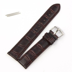 20 Mm Tali Kulit Lembut Gesper Baja Pergelangan Tangan Gelang Jam Coklat-Internasional