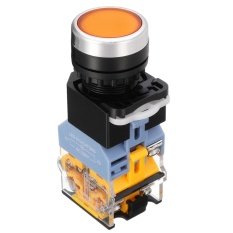 22mm NO + NC START STOP DPST Latching Push Button Switch SelfLock Control AC 220 V (Kuning) -Intl