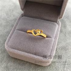 Cincin Tembaga Lapis Emas Wanita Motif Hati Kupu-kupu