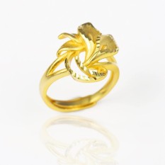 24K Gold Plated Ring Casual Simple Flower Leaf Adjustable Rings Jewelry Gifts for Women Party Club Emas Korea Cincin - intl