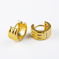 24k Gold Plated Simple Ear Clip Shape Earrings Studs for Women Fashion Vingtage Earrings Jewelry Emas Korea Anting