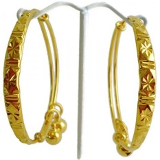 24 K Thai Kuning Perhiasan Berlapis Emas Baby New Born Anklet Gelang Set dengan 2 Lonceng-Internasional
