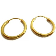 24 K Kuning Emas Berlapis Kecil Endless Plain Hoop 20mm D X 1.5mm untuk Anak Laki-laki Remaja Anting -Intl