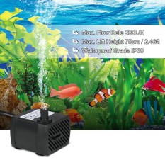 280L/H 4 W Submersible Pompa Air untuk Aquarium Meja Air Mancur Kolam Taman Air dan Sistem Hidroponik dengan Satu Nozzle 4.9ft (1.5 M) Kabel Daya AC220-240V-Intl